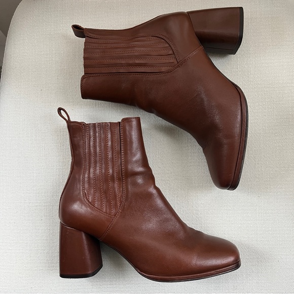 Sézane Dorie Leather Ankle Boots in Vintage Smooth Chocolate Brown Size 41 US 10 - Picture 4 of 13